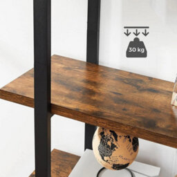 Rustic Brown & Black 5-Tier Bookcase For Modern Interiors - 177.5 Cm High - thumbnail 4