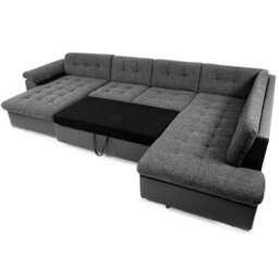 Niko Bis Fold Out U Shape Corner Sofa Chipboard Frame With Storage Bed 350X205X76 Cm Red And Black Left - thumbnail 2