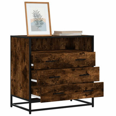 Vidaxl Drawer Cabinet Smoked Oak 70X41X70 Cm Engineered Wood - image 1