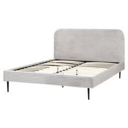 Beliani Bed Corduroy Flayat 160 X 200 Cm (Eu King Size) Light Grey - thumbnail 5