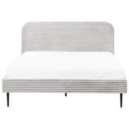 Beliani Bed Corduroy Flayat 160 X 200 Cm (Eu King Size) Light Grey - thumbnail 6