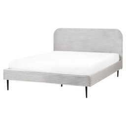 Beliani Bed Corduroy Flayat 160 X 200 Cm (Eu King Size) Light Grey - thumbnail 4