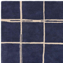 Blue Chequered Wool Modern Shaggy Handmade Rug For Living Room Bedroom & Dining Room-200Cm X 290 Cm - thumbnail 2