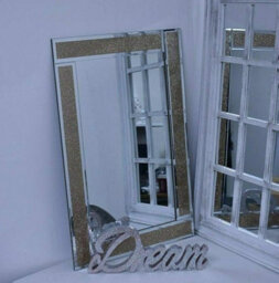 Biznest Glitter Gold Glass Wall Mirror Bling Dressing Table Bed Bath Room Mirror Corner 40X60 Mirror Collection Of Biznest Store - thumbnail 2