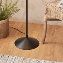 Loops Elegant 1500mm Tall Floor Lamp In Matt Black And Natural Raffia Shade - thumbnail 6