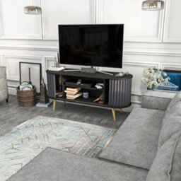 Decorotika Stor Tv Stand Tv Unit For Tvs Up To 60 Inch Black And Anthracite - thumbnail 5