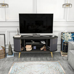 Decorotika Stor Tv Stand Tv Unit For Tvs Up To 60 Inch Black And Anthracite - thumbnail 2