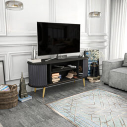 Decorotika Stor Tv Stand Tv Unit For Tvs Up To 60 Inch Black And Anthracite - thumbnail 4