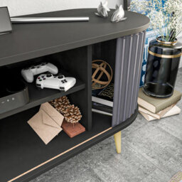 Decorotika Stor Tv Stand Tv Unit For Tvs Up To 60 Inch Black And Anthracite - thumbnail 3