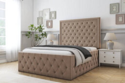 "Sloomy Vienna Mink Plush Bed Frame With Mattress With 50"" Upholstered Headboard 5' King" - thumbnail 2