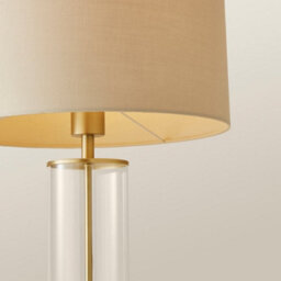 Valuelights Balan Gold & Clear Tube Table Lamp With Cream Cylinder Shade - thumbnail 5