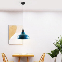 Ledsone Vintage Industrial Pendant Light Shades Pack Of 2 In Cyan Blue, Retro Style For T Lights - thumbnail 4