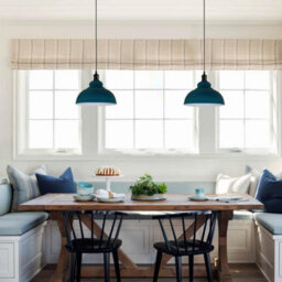 Ledsone Vintage Industrial Pendant Light Shades Pack Of 2 In Cyan Blue, Retro Style For T Lights - thumbnail 5