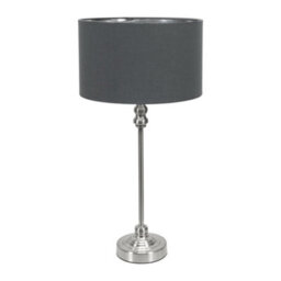 Valuelights Maggie Chrome Candlestick Table Lamp With Charcoal And Chrome Inner Lamp Shade And Led Bulb - thumbnail 2