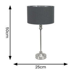 Valuelights Maggie Chrome Candlestick Table Lamp With Charcoal And Chrome Inner Lamp Shade And Led Bulb - thumbnail 4