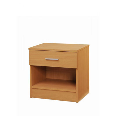 Timber Art Design Rio Costa Bedside Cabinet Bedroom Furniture Nightstand Table 1 Drawer Beech Oak - image 1