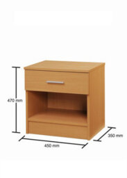 Timber Art Design Rio Costa Bedside Cabinet Bedroom Furniture Nightstand Table 1 Drawer Beech Oak - thumbnail 5