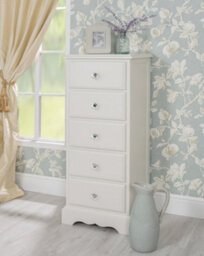 Statement Furniture Romance Antique White 5 Drawer Tallboy With Crystal Handles - thumbnail 2