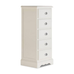 Statement Furniture Romance Antique White 5 Drawer Tallboy With Crystal Handles - thumbnail 4