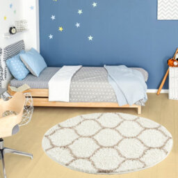 The Rugs Moroccan Shaggy Rugs And Runners Soft Fluffy Trellis Design High Pile Ivory And Beige  Living Room Kitchen Hallway 630 - thumbnail 4