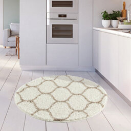 The Rugs Moroccan Shaggy Rugs And Runners Soft Fluffy Trellis Design High Pile Ivory And Beige  Living Room Kitchen Hallway 630 - thumbnail 5