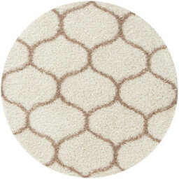 The Rugs Moroccan Shaggy Rugs And Runners Soft Fluffy Trellis Design High Pile Ivory And Beige  Living Room Kitchen Hallway 630 - thumbnail 1