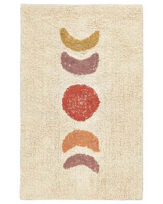 Wyld And Coco Casalux Beige Cotton Bath Mat 50 X 80 Cm - Modern Rectangular Soft Absorbent Rug - image 1