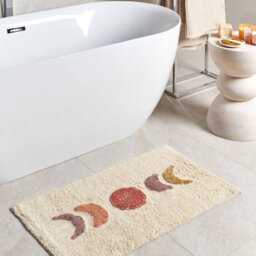 Wyld And Coco Casalux Beige Cotton Bath Mat 50 X 80 Cm - Modern Rectangular Soft Absorbent Rug - thumbnail 2