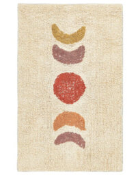 Wyld And Coco Casalux Beige Cotton Bath Mat 50 X 80 Cm - Modern Rectangular Soft Absorbent Rug - thumbnail 1