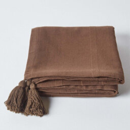 Homescapes Cotton Rajput Ribbed Chocolate Throw, 225 X 255 Cm - thumbnail 2