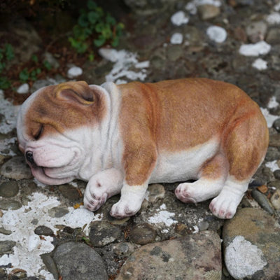 Sleeping Bulldog Puppy Resin Sculpture Home Garden Dog Statue Outdoor Ornament - image 1