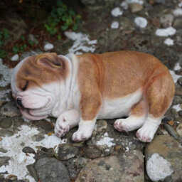 Sleeping Bulldog Puppy Resin Sculpture Home Garden Dog Statue Outdoor Ornament