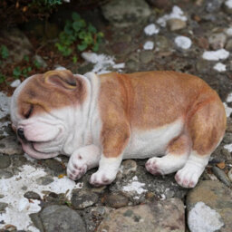 Sleeping Bulldog Puppy Resin Sculpture Home Garden Dog Statue Outdoor Ornament - thumbnail 5