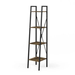 Urbn-Living Urbnliving Modern Bookcase 4 Tier Industrial Storage Display Shelf Steel Frame Freestanding - Ancient Wood