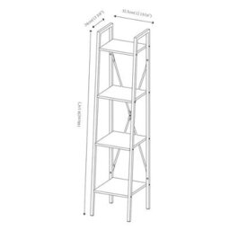 Urbn-Living Urbnliving Modern Bookcase 4 Tier Industrial Storage Display Shelf Steel Frame Freestanding - Ancient Wood - thumbnail 5