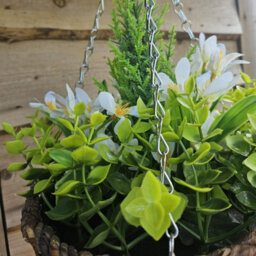 Best Artificial White Mini Daffodil Flower Display In 10 Inch Woven Decorative Hanging Basket - thumbnail 6