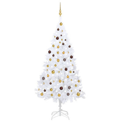 Berkfield Artificial Christmas Tree With Leds&ball Set White 210 Cm Pvc - image 1