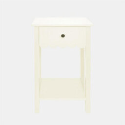 Ohs Scallop Bedside Table 1 Drawer Cabinet Nightstand Storage Unit - Cream - thumbnail 2