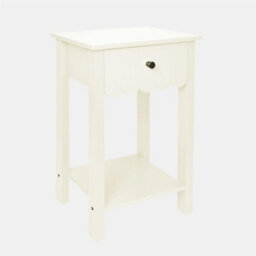 Ohs Scallop Bedside Table 1 Drawer Cabinet Nightstand Storage Unit - Cream - thumbnail 3