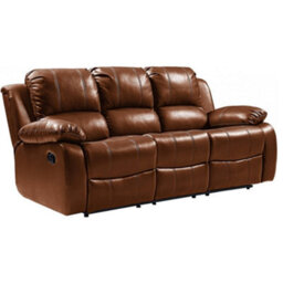 Furniture Instore Valencia Tan Leather 3 Seater Manual Recliner Sofa