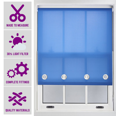 Made To Measure Daylight Roller Blind With Big Round Eyelets - (W)210Cm X (L)165Cm Blue By Furnished - image 1