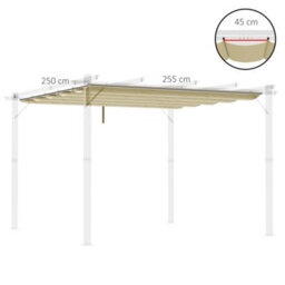 Matteo Ret Retractable Beige Pergola Shade Cover - Replacement Canopy Fabric For 3X3M Gazebos - thumbnail 3