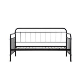 SlumberWorx Ickleford Industrial Living Room Bedroom Black Metal Day Bed Frame W Trundle - thumbnail 5