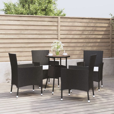 Walplus 5 Piece Garden Bistro Set With Cushions Black Poly Rattan - image 1