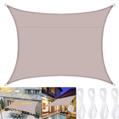 Beige 200X200Cm Rectangular Polyester Shade Sail 95% Uv Protection Waterproof - image 1