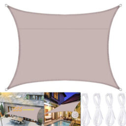 Beige 200X200Cm Rectangular Polyester Shade Sail 95% Uv Protection Waterproof - thumbnail 1