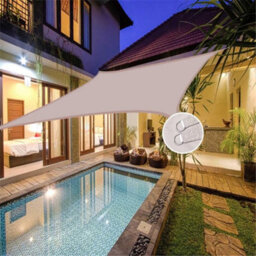 Beige 200X200Cm Rectangular Polyester Shade Sail 95% Uv Protection Waterproof - thumbnail 2