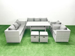 Fimous Rattan Garden Furniture Set Outdoor 8 Seater Patio Dinin G Sofa Sets Dining Table 2 Chairs Side Table 2 Small Stools - thumbnail 1