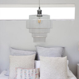 First Choice Lighting Set Of 2 Benson - 5 Tier Glass & Chrome Ceiling Pendant Lights - thumbnail 4