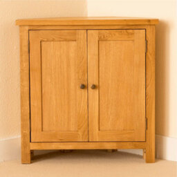 Lanner Oak Small 2 Door Corner Cabinet - Fully Assembled By Roseland Furniture - thumbnail 4